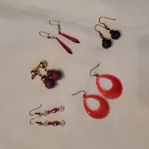 Pink and Purple Pierced Earrings Lot